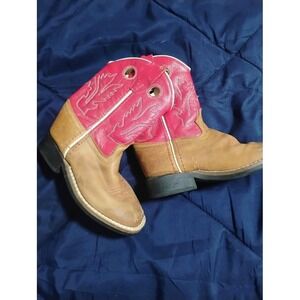 Old West 8 Toddler Unisex Square Toe  Leather Cowboy Boots